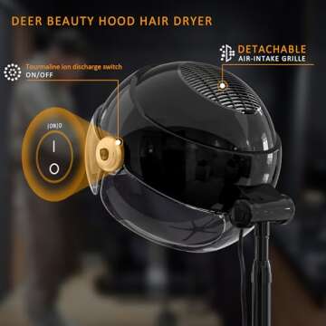 Professional Standing Hair Dryer - 1875W Floor Standing Hooded Dryer Hair Bonnet with Ionic Generator for Professional Salon Station Spa Home Use Hair Drying Treatment Adds Shine Volume (Gray)