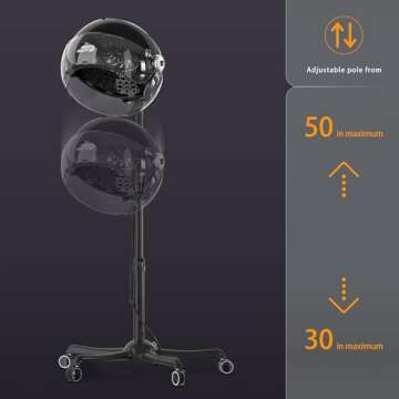 Professional Standing Hair Dryer - 1875W Floor Standing Hooded Dryer Hair Bonnet with Ionic Generator for Professional Salon Station Spa Home Use Hair Drying Treatment Adds Shine Volume (Gray)