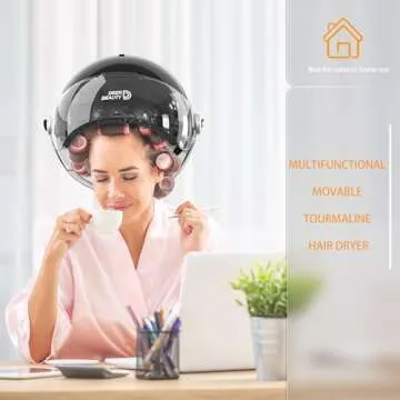 Professional Standing Hair Dryer - 1875W Floor Standing Hooded Dryer Hair Bonnet with Ionic Generator for Professional Salon Station Spa Home Use Hair Drying Treatment Adds Shine Volume (Gray)