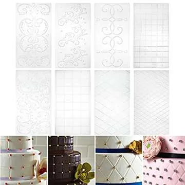 Tosnail 14 Pieces Fondant Impression Mats Molds Lace Embossing Mat for Gum Paste, Cupcake, Biscuits, Fondant Cake, Wedding Cake Decoration