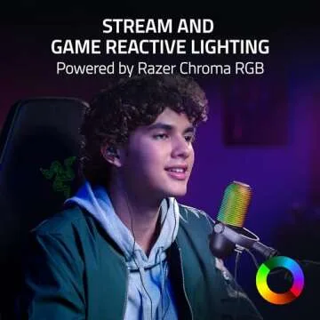 Razer Seiren V3 Chroma RGB USB Microphone: Stream & Game Reactive Lighting - Tap-to-Mute Sensor - Co...