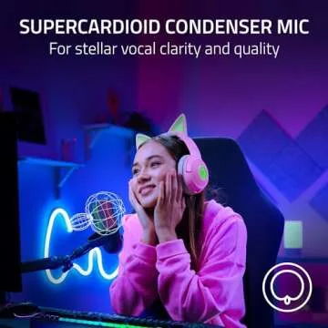 Razer Seiren V3 Chroma RGB USB Microphone: Stream & Game Reactive Lighting - Tap-to-Mute Sensor - Condenser Mic - Digital Gain Limiter & Shock Absorber - PC, Discord, OBS Studio, XSplit - Black
