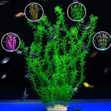 DSkoiph 2 pcs Aquarium Decor Plastic Plants Extra Large 21 Inches Artificial Fish Tank Plants Tall Fish Tank Decorations Artificial Green Water Plants (Green)