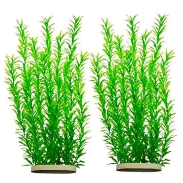 DSkoiph 2 pcs Aquarium Decor Plastic Plants Extra Large 21 Inches Artificial Fish Tank Plants Tall Fish Tank Decorations Artificial Green Water Plants (Green)