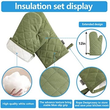 High Heat Resistant Oven Mitts and Pot Holders Set