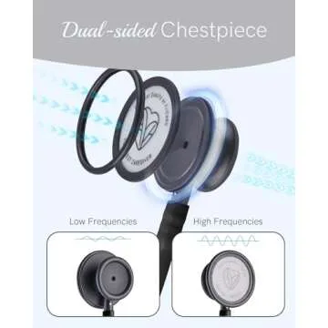 FriCARE Dual Head Stethoscope - Stethoscopes for Nurses, Medical Nursing Students, Paramedics/EMT/LVN/VNA Backup - FSA/HSA Eligible Estetoscopio, Matte Black Tube Matte Black Finish Chestpiece