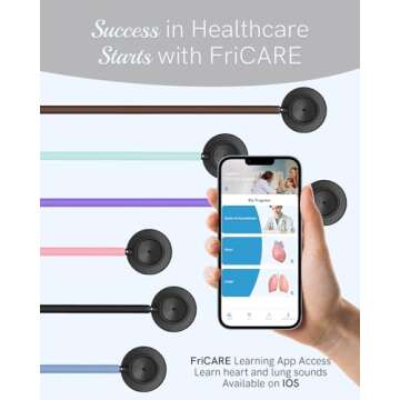 FriCARE Dual Head Stethoscope - Stethoscopes for Nurses, Medical Nursing Students, Paramedics/EMT/LVN/VNA Backup - FSA/HSA Eligible Estetoscopio, Matte Black Tube Matte Black Finish Chestpiece