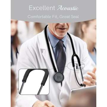 FriCARE Dual Head Stethoscope - Stethoscopes for Nurses, Medical Nursing Students, Paramedics/EMT/LVN/VNA Backup - FSA/HSA Eligible Estetoscopio, Matte Black Tube Matte Black Finish Chestpiece