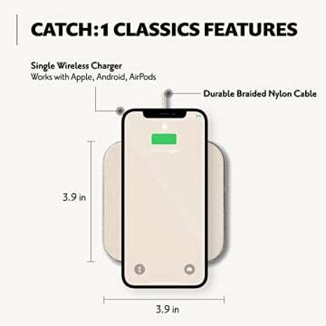 COURANT Catch:1 Classics - Italian Leather Wireless Charging Pad - Compatible with iPhone 16, 15, 14...