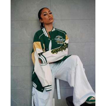 Aelfric Eden Men's Letter Foaming Love Print Varsity Jacket Vintage Graphic Baseball Jacket Unisex Coats Streetwear