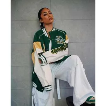 Aelfric Eden Men's Letter Foaming Love Print Varsity Jacket Vintage Graphic Baseball Jacket Unisex Coats Streetwear