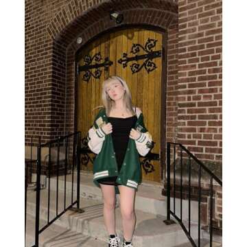 Aelfric Eden Men's Letter Foaming Love Print Varsity Jacket Vintage Graphic Baseball Jacket Unisex Coats Streetwear