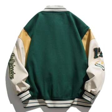 Aelfric Eden Men's Letter Foaming Love Print Varsity Jacket Vintage Graphic Baseball Jacket Unisex Coats Streetwear