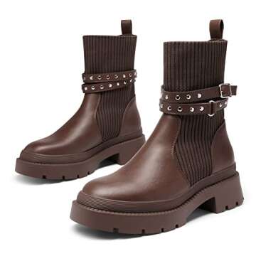 DREAM PAIRS Women's Chunky Sole Ankle Boots