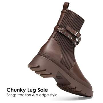 DREAM PAIRS Women's Chunky Sole Ankle Boots
