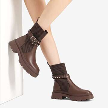 DREAM PAIRS Women's Chunky Sole Ankle Boots