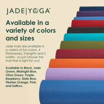 JadeYoga Harmony Yoga Mat - Durable & Thick Gym Fitness Mat, Non-Slip Natural Rubber Yoga Mat - Home Exercise & Stretching Mat, Workout Mat- Yoga, Pilates & Meditation for Women & Men (Purple, 68'')