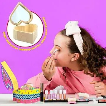 Ambesi Paint Your Own Wooden Jewelry Box, Art Heart Treasure Box Kit for Girls, Decorate Jewelry Box Kit for Kids Ages 4-6, 6-8, DIY Arts and Crafts Gift for Birthday