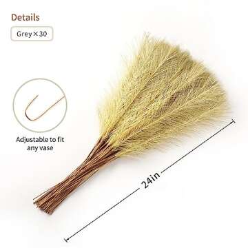 Wertuirk Gold Faux Pampas Grass - 30pcs 24 Inch Long Pampas Grass Wall Decor, Mini Artificial Pampas...