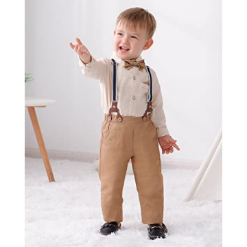 Toddler Boy Wedding Outfit in Apricot Brown - DISAUR