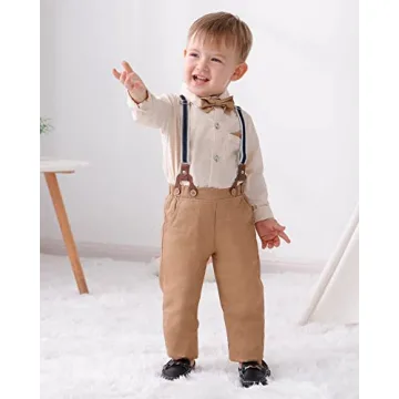 Toddler Boy Wedding Outfit in Apricot Brown - DISAUR