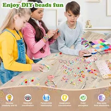 6200+Pcs Clay Beads for Bracelets Making Kit, Polymer Clay Bead Kit, 24Colors 6mm Flat Beads, Clay Heishi Beads, Letter Beads ,Smiley Fruit Charm Bracelet Beads, Jewelry Making Necklace Bracelet Kit