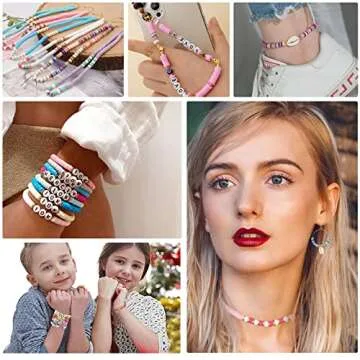 6200+Pcs Clay Beads for Bracelets Making Kit, Polymer Clay Bead Kit, 24Colors 6mm Flat Beads, Clay Heishi Beads, Letter Beads ,Smiley Fruit Charm Bracelet Beads, Jewelry Making Necklace Bracelet Kit