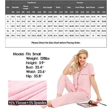 SWOMOG Women Pajama Sets Two-Piece Nightwear Short Sleeve Sleepwear Button Down Pj Lounge Sets with Long Pants Pink