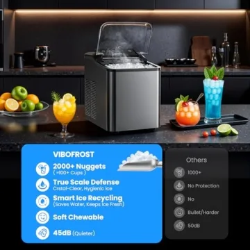 Stainless Steel Nugget Ice Maker – Fast & Self-Cleaning