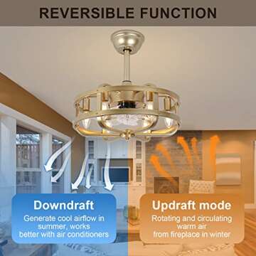 SMLERAY Caged Ceiling Fan with Remote Control & Lights