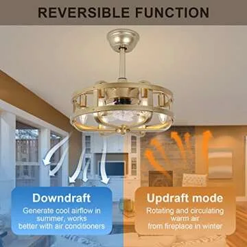 SMLERAY Caged Ceiling Fan with Remote Control & Lights