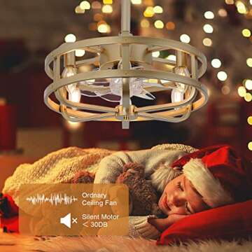 SMLERAY Caged Ceiling Fan with Remote Control & Lights