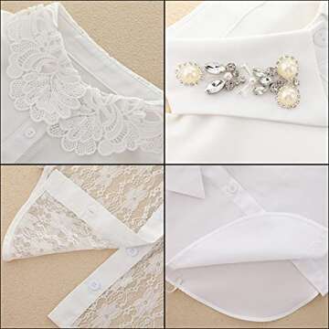 SATINIOR Women Fake Detachable Dickey Collar Diamond Pearl Lace Fake Half Shirt Collar (White)
