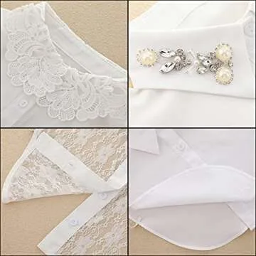 SATINIOR Women Fake Detachable Dickey Collar Diamond Pearl Lace Fake Half Shirt Collar (White)