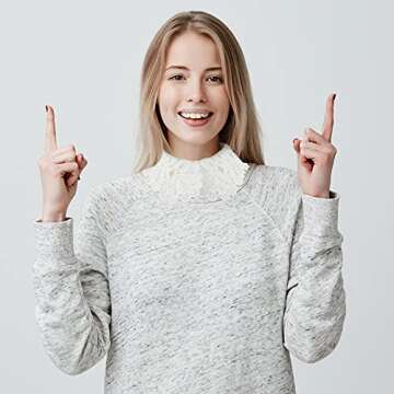 SATINIOR Women Fake Detachable Dickey Collar Diamond Pearl Lace Fake Half Shirt Collar (White)