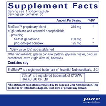 Pure Encapsulations Liposomal Glutathione - Immune Support & Liver Detox* - Antioxidant Protection - with Setria Glutathione - Non-GMO - 30 Softgel Capsules