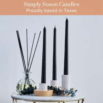 Simply Soson 10 inch Black Taper Candle Sticks, Set of 30 Candle Sticks, Tapered Candles, Dripless Taper Candles, Black Candlesticks, Tall Candles, Taper Candles Bulk