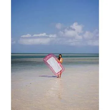 FUNBOY Giant Inflatable Luxury Clear Pink Mesh Lounger Water Hammock Pool Float, Perfect for a Summer Pool Party, Bundle Pack of 2