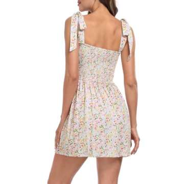 HDE Women's Romper Dress with Built in Shorts Summer Smocked Mini Sundress Spring Floral - M