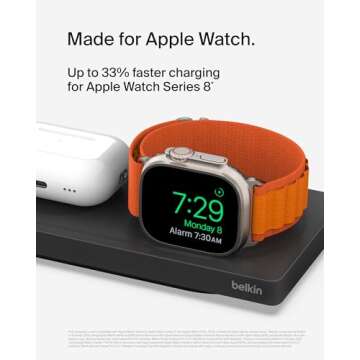 Belkin MagSafe 3-in-1 Wireless Charging Pad - Fast Wireless Charging for Apple Watch, iPhone 16, iPh...