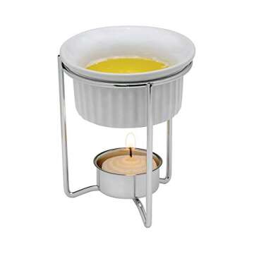 Maine Man Butter Warmer Set, Ceramic Ramekins with Chrome-Plated Steel Wire, Set of 2, 3-Ounce Capac...