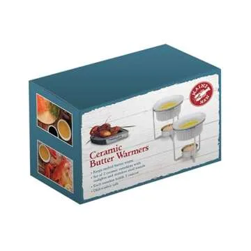 Maine Man Butter Warmer Set, Ceramic Ramekins with Chrome-Plated Steel Wire, Set of 2, 3-Ounce Capacity