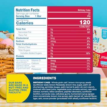 Blake’s Seed Based Chewy Granola Bars — Birthday Cake (24 Count), Vegan, Gluten Free, Nut Free &...