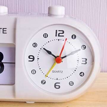 Muellery Manual Analog Flip Desk Table Alarm Clock Retro Quartz Mood Design Showing Date Day Month TPCA11123