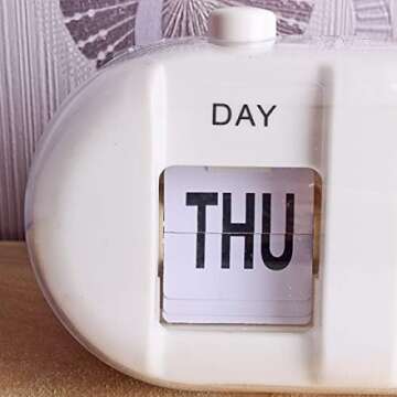 Muellery Manual Analog Flip Desk Table Alarm Clock Retro Quartz Mood Design Showing Date Day Month TPCA11123