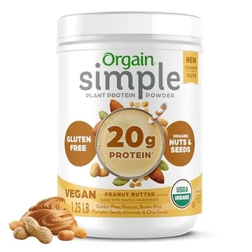 Orgain Organic Simple Vegan Protein Powder - Peanut Butter Flavor, 20g Protein, No Artificial Ingred...