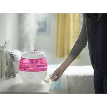 Vicks Sweet Dreams Cool Mist Humidifier, Pink, Medium Rooms, 1 Gallon Tank – Filter Free Cool Mist Humidifier for Baby and Kids Rooms with Light Up Display, Works with Vicks VapoPads