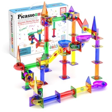 PicassoTiles Marble Run Set - STEM Toy for Kids 3+
