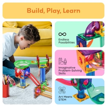 PicassoTiles Marble Run Set - STEM Toy for Kids 3+