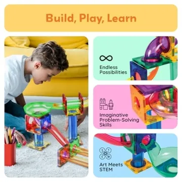 PicassoTiles Marble Run Set - STEM Toy for Kids 3+